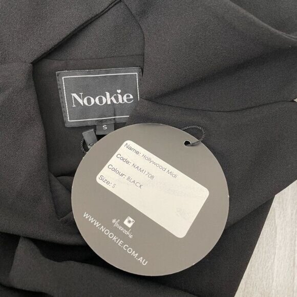 Nookie Hollywood Off the Shoulder Cut Out Crossover Neck Midi Dress Black S - Picture 8 of 10